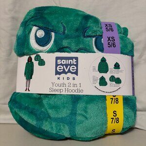 saint eve kids Youth 2 in 1 Sleep Hoodie, green, XS/S 5/6+7/8 - NWT